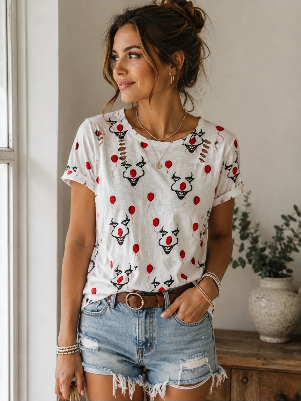 Torrid Warner Bros It Top Heritage Slub Pennywise Balloon tee distressed goth L